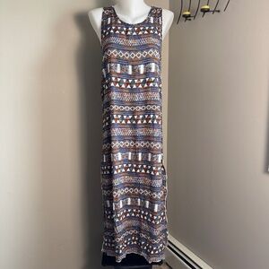 Women's Sleeveless Summer Aztec Maxi Dress Multicolor Medium Tribal Coco Cabana